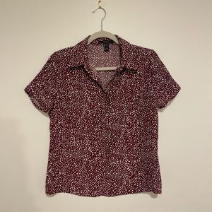 Burgundy polka dot blouse Size S
